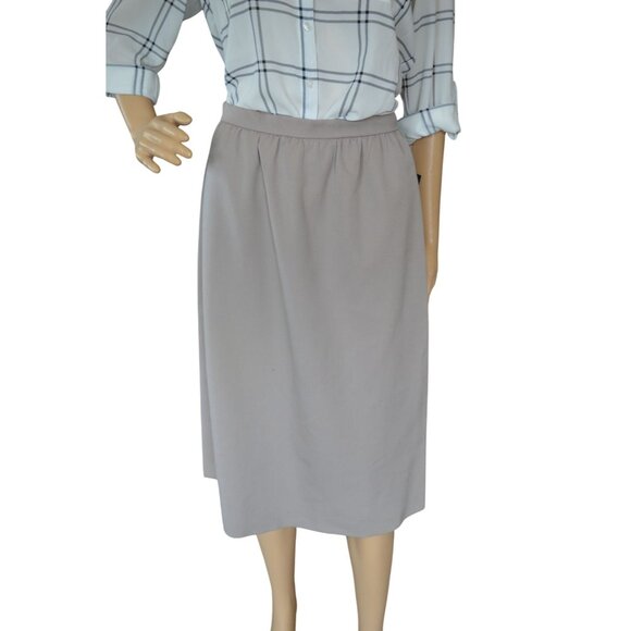 Vintage 90s Neiman Marcus Taupe 100% Wool Skirt Suit Set Women Modern Small Neut - Picture 4 of 13